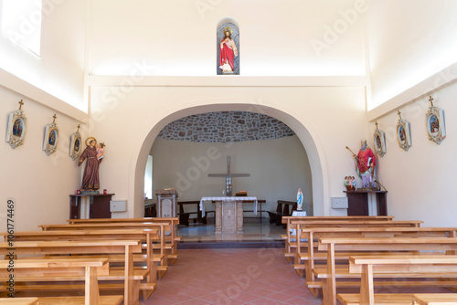 Albania Alps. Theth village, catholic Church, interior 27 October 2024