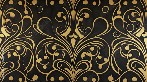 Wallpaper Mural A vintage-inspired wallpaper design with an ornate Art Deco filigree pattern in shimmering gold Torontodigital.ca