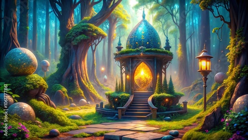 Enchanted Dragon Egg Nestled in a Mystical Forest Surrounded by Luminescent Particles and Ethereal Light