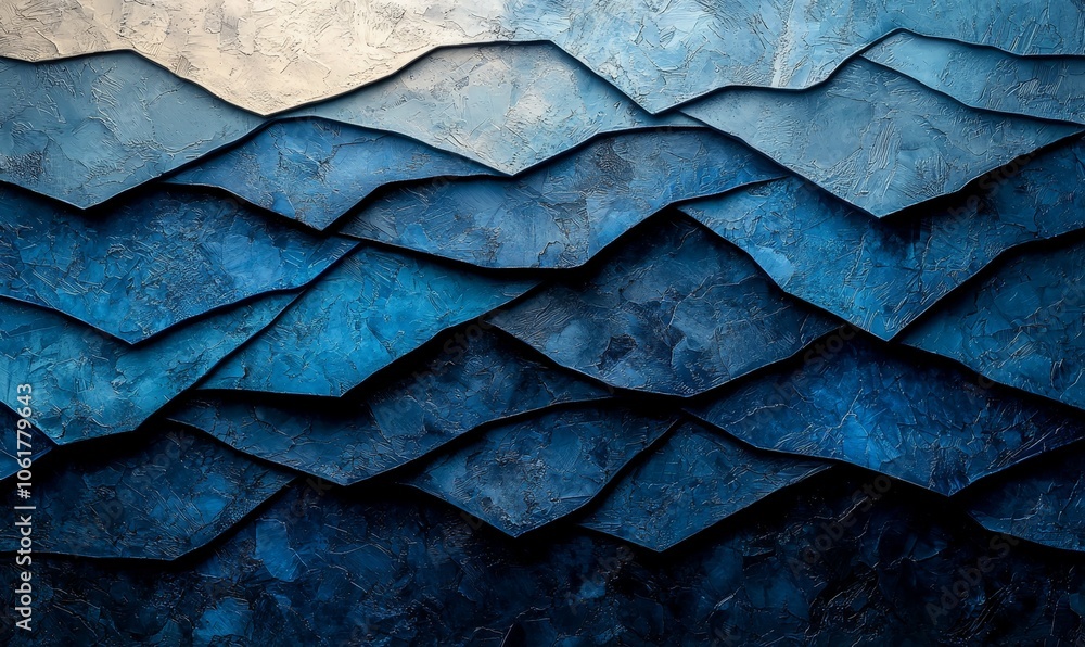 Abstract layered design resembling ocean waves in shades of blue. Abstract layered design resembling ocean waves in shades of blue.