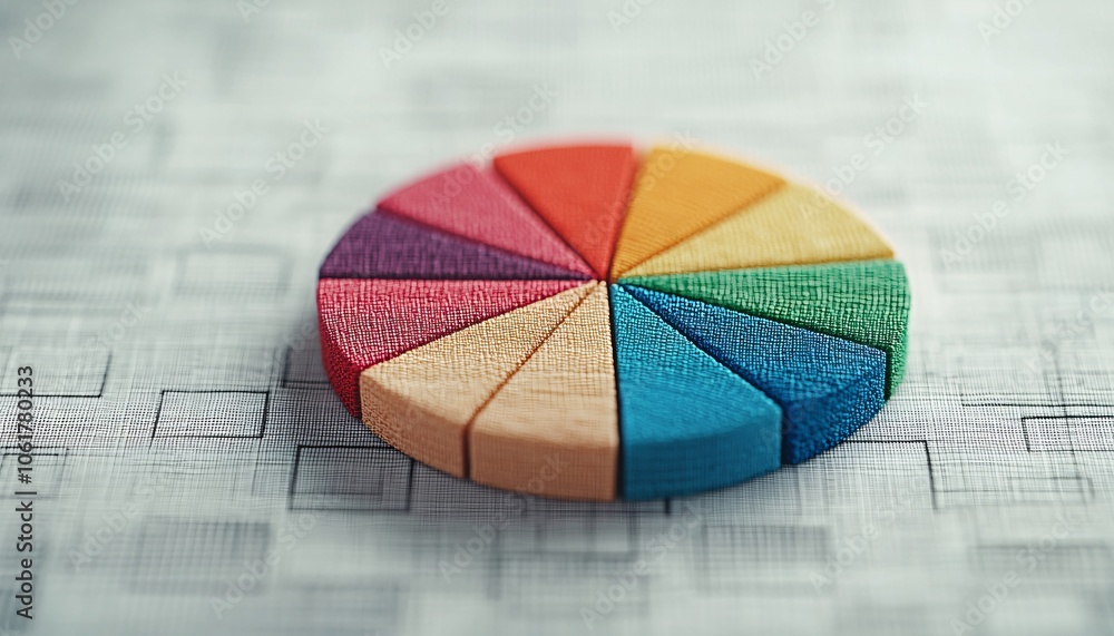 Visualizing Market Share Distribution: Close-Up Pie Chart on Computer Screen in Neutral Tones Visualizing Market Share Distribution: Close-Up Pie Chart on Computer Screen in Neutral Tones