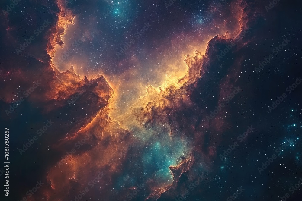 Fototapeta premium A Cosmic Landscape of Nebulas and Stars