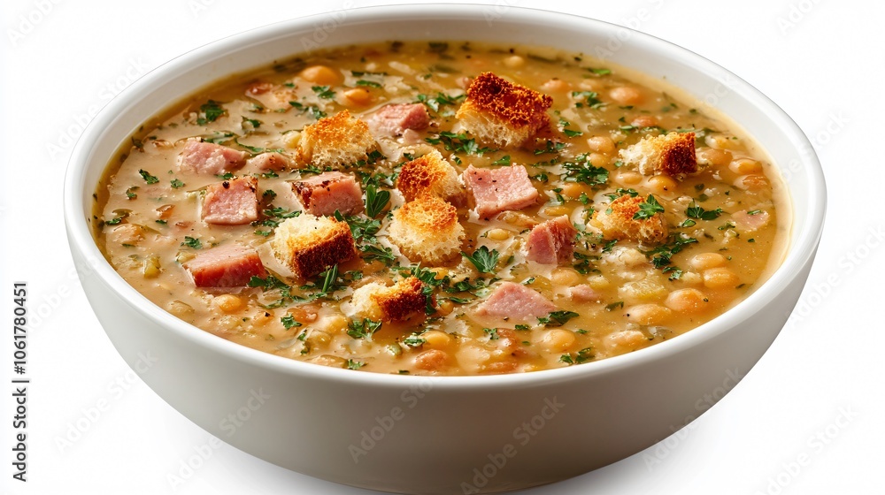 Creamy Pea Soup with Ham and Croutons Creamy Pea Soup with Ham and Croutons
