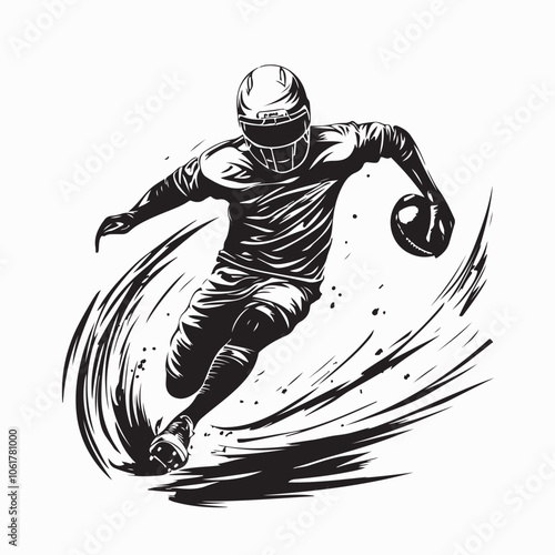 Football Player Running Stock image vector isolated on white background.