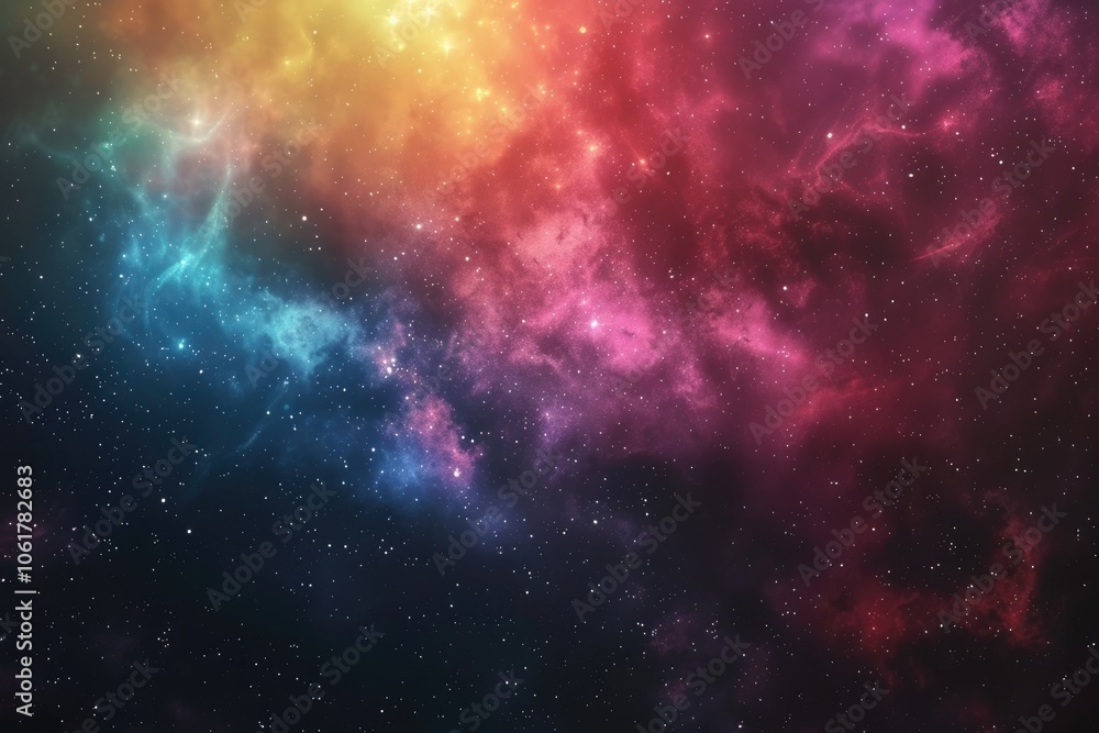 Fototapeta premium Cosmic Nebula with Swirling Colors and Scattered Stars