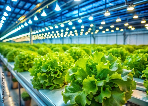 Fresh Green Lettuce in Hydroponic Farm - Healthy Food Ingredient for Cooking and Nutrition, Clean Eating, Organic Vegetables, Sustainable Agriculture, Fresh Produce, Farm-to-Table Concept