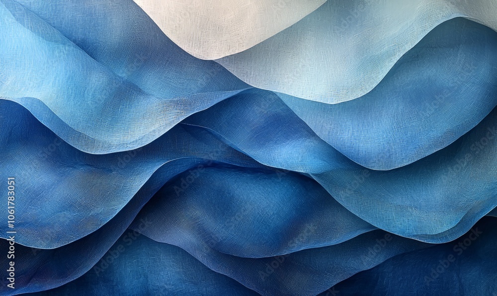 Abstract layers of fabric in shades of blue, creating a soft, flowing texture. Abstract layers of fabric in shades of blue, creating a soft, flowing texture.