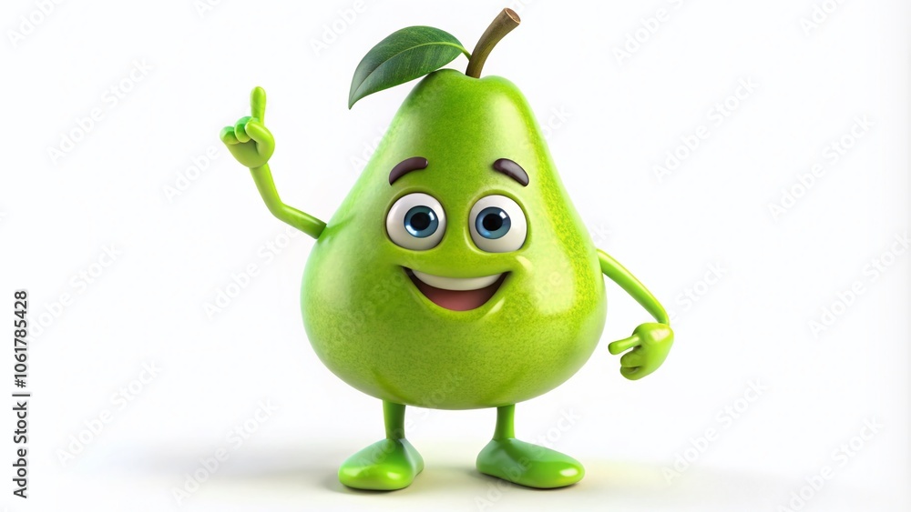 Green Pear Fruit Mascot Character Silhouette on White Background – Isolated Design for Creative Projects and Marketing Materials Green Pear Fruit Mascot Character Silhouette on White Background – Isolated Design for Creative Projects and Marketing Materials
