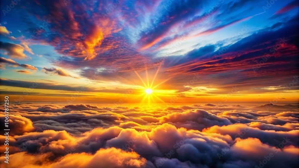 Heavenly Awakening: Stunning Sunrise Over Serene Cloudscape in Documentary Photography Style, Vibrant Colors, Ethereal Light, Nature's Majesty, Tranquil Atmosphere, Scenic Beauty Heavenly Awakening: Stunning Sunrise Over Serene Cloudscape in Documentary Photography Style, Vibrant Colors, Ethereal Light, Nature's Majesty, Tranquil Atmosphere, Scenic Beauty