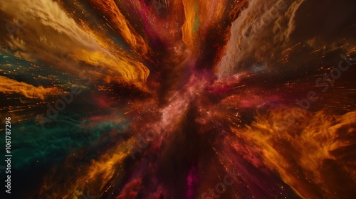 Vibrant fireworks display against dark night sky symbolizing new beginnings, dynamic burst of light captured with wide-angle lens, ample copy space for text or design elements.