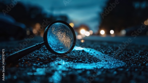 Detective Badge and Chalk Outline Scene at Night