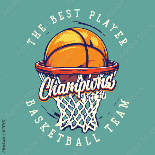 Basketball college league. Vintage artwork for sportswear. Sport logo. College font. Basketball club vector t-shirt design. New York basketball league