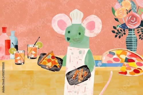 Chef mouse, cooking paper craft remix