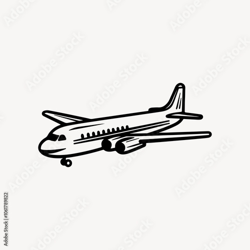 Plane transportation line art illustration