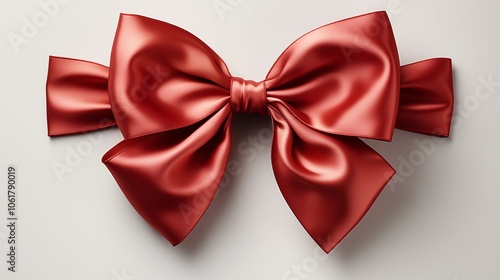 Red ribbon isolated on transparent background, suitable for festive and holiday decoration purposes.