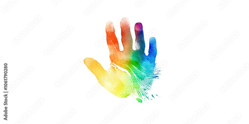 A hand with rainbow colors painted on it A hand with rainbow colors painted on it