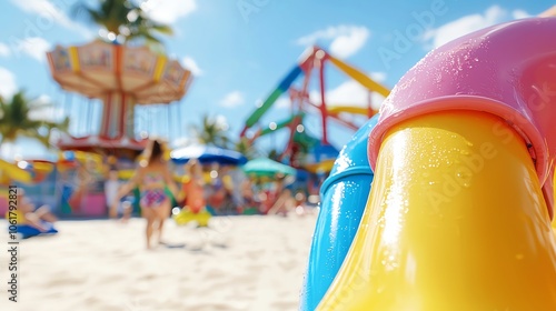 Wallpaper Mural Colorful water slide on a sunny beach, perfect for summer fun and adventure. Torontodigital.ca