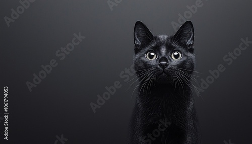 Detailed Charcoal Portrait of Cat Sitting Upright with Textured Fur - Close-Up Shot