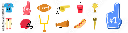 american football colorfull doodle icon cute