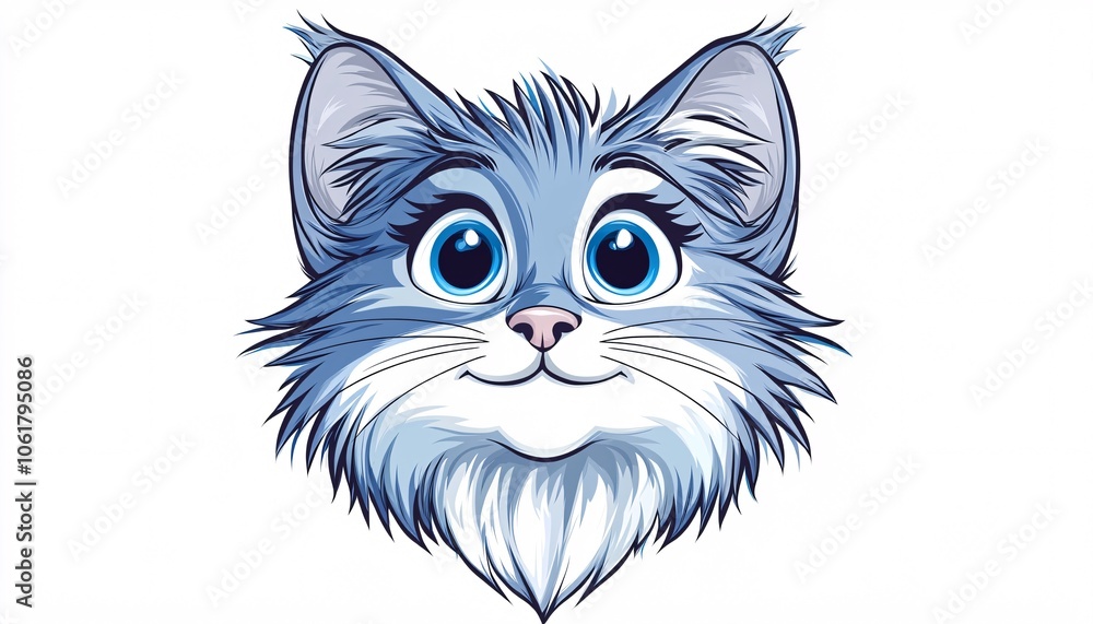 Soft and Sweet Hand-Drawn Cute Cat Icon with Oversized Eyes on White Background - Illustration with Gentle Color Palette Soft and Sweet Hand-Drawn Cute Cat Icon with Oversized Eyes on White Background - Illustration with Gentle Color Palette