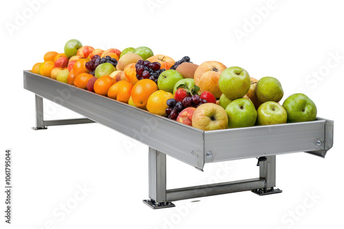 Utilizing a conveyor belt to showcase fresh fruits in food processing facilities photo