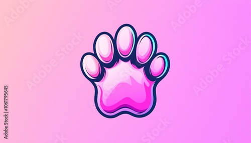 Playful Cartoon Cat Paw Icon in Vibrant Colors with Defined Claws on Bright Background - Digital Art Illustration