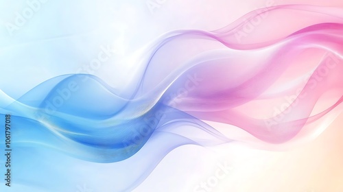 A smooth, flowing abstract design with soft blue and pink waves.