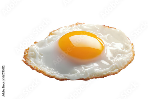 Deliciously cartoonish fried egg with yolk isolated on white background photo