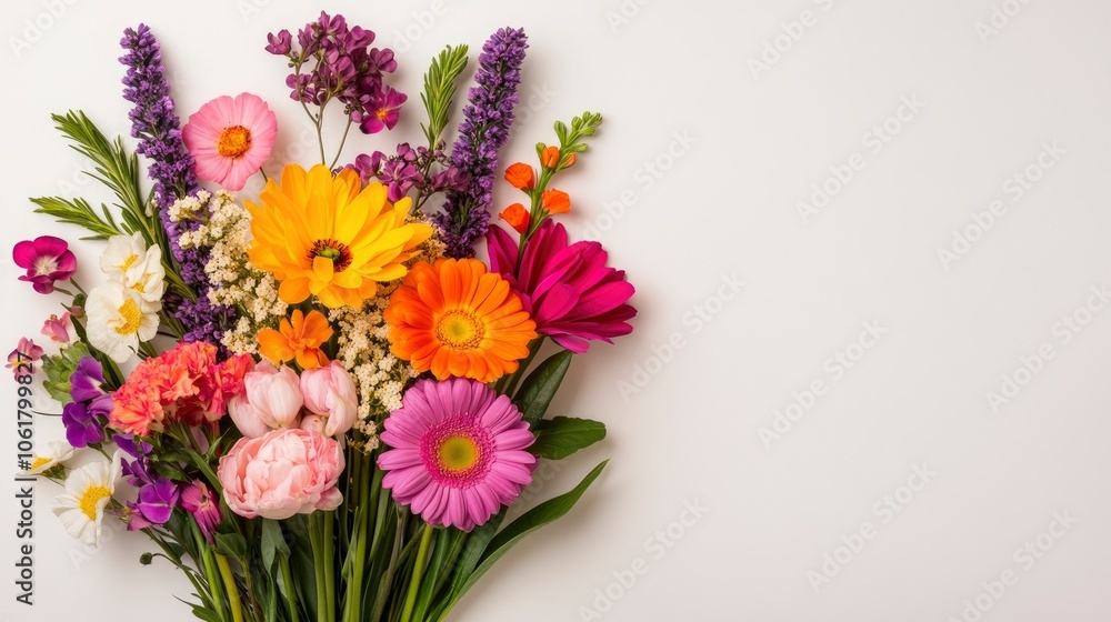 Obraz premium Colorful Spring Flower Bouquet on White Background