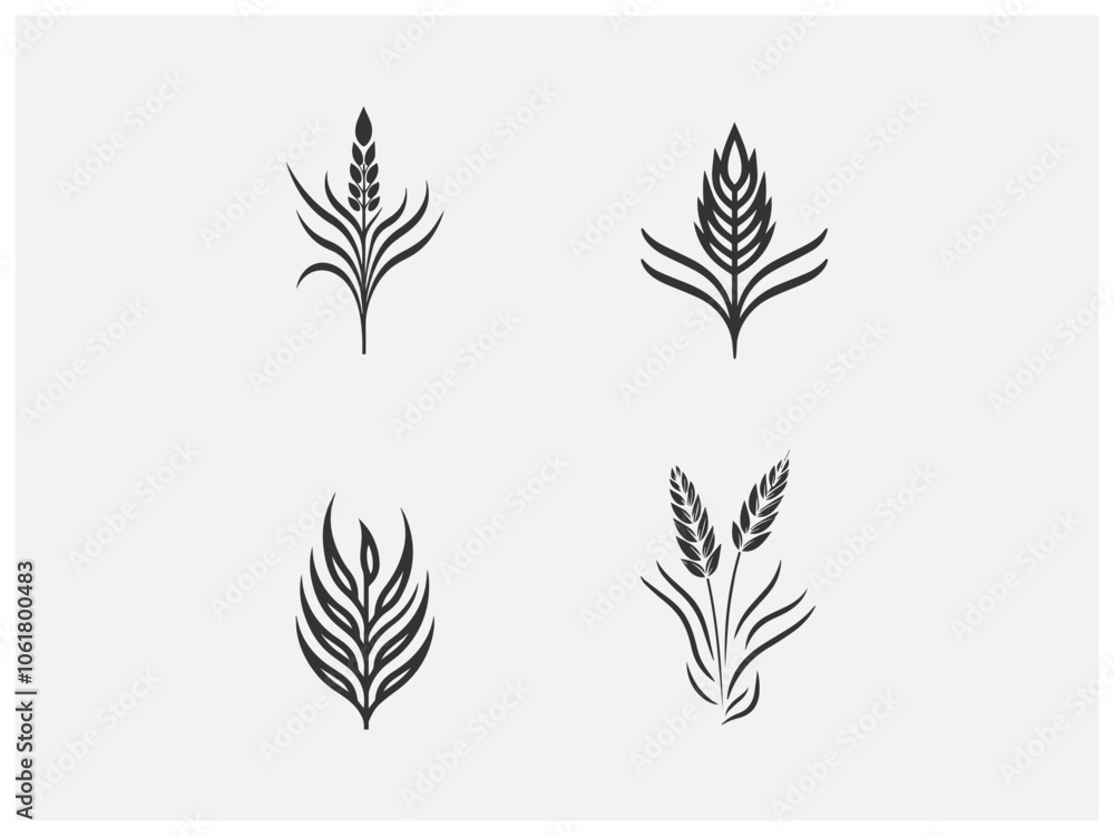 wheat plant logo set vector, vector and illustration, wheat plant logo set vector, vector and illustration,