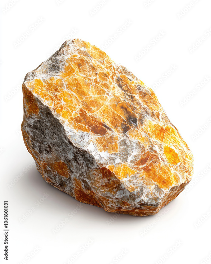 Unique mineral stone with orange and gray hues, isolated on white background. Unique mineral stone with orange and gray hues, isolated on white background.