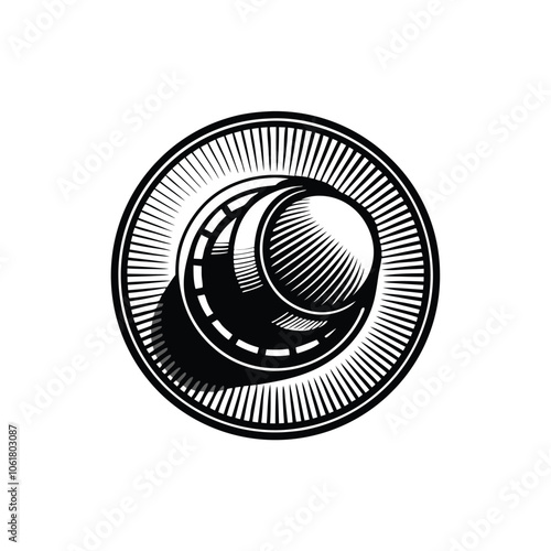 A stylized, abstract representation of a volume knob with radial lines emanating from its center. The knob is rendered in a minimalist, geometric style.