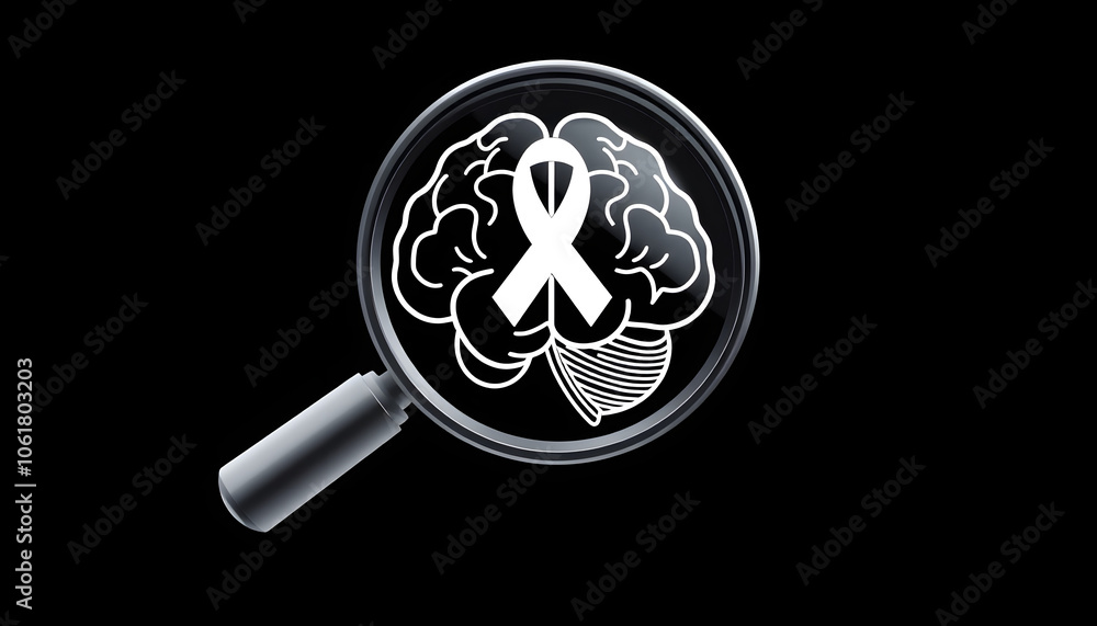 Magnifier focus to human brain icon, idea creative intelligence thinking or Awareness of Alzheimer, Parkinson's disease, dementia, stroke, seizure or mental health. Neurology and Psychology care iso Magnifier focus to human brain icon, idea creative intelligence thinking or Awareness of Alzheimer, Parkinson's disease, dementia, stroke, seizure or mental health. Neurology and Psychology care iso