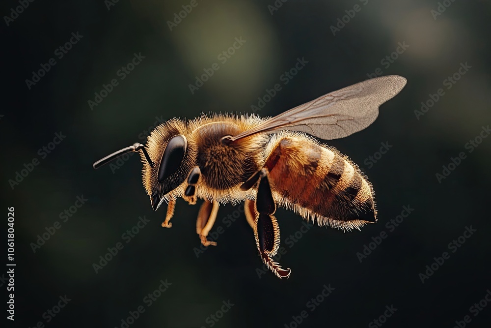 Close up shot of bee in flight Close up shot of bee in flight