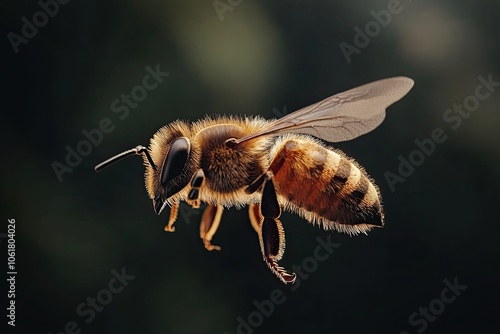 Close up shot of bee in flight 