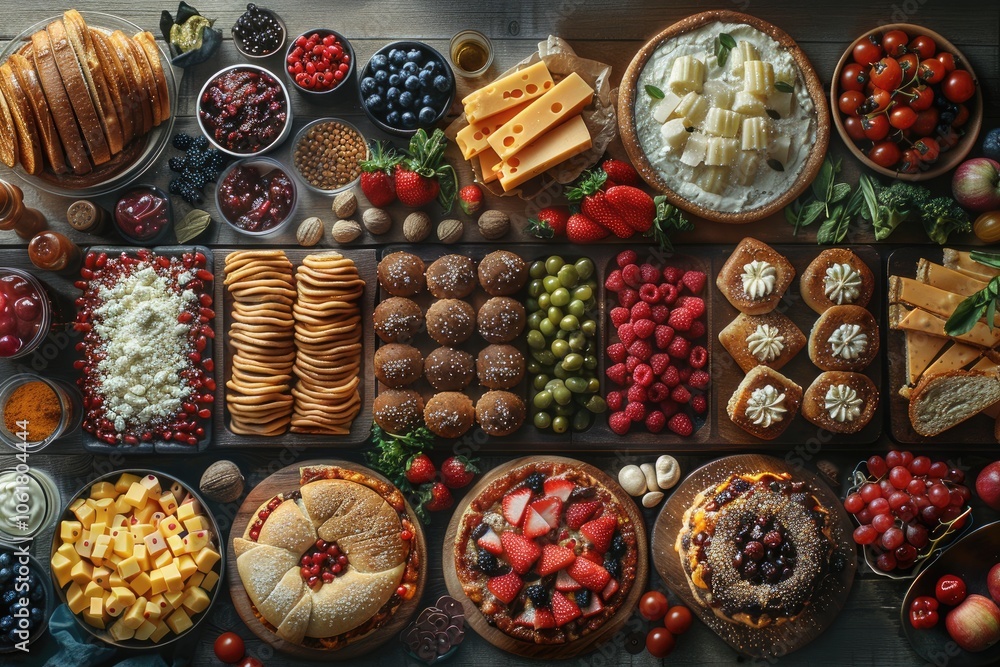 A Feast of Delicious Appetizers, Desserts, and Fresh Fruit A Feast of Delicious Appetizers, Desserts, and Fresh Fruit