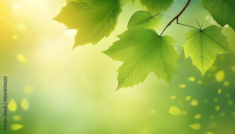 Gradient background from dark green to light green and yellow with leaf-like patterns scattered throughout. Gradient background from dark green to light green and yellow with leaf-like patterns scattered throughout.