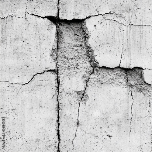 A close-up view of a rough concrete wall revealing cracks and texture under natural light