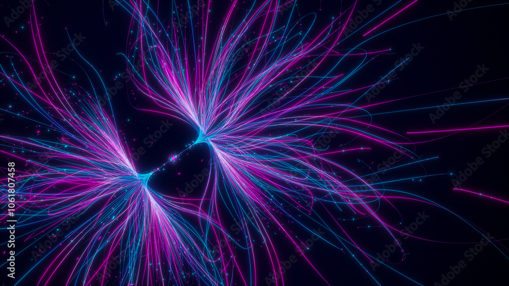 Big data artificial intelligence machine learning neural network flow complex information science innovation technology data analysis visualization cyberspace future. 3d rendering. Big data artificial intelligence machine learning neural network flow complex information science innovation technology data analysis visualization cyberspace future. 3d rendering.