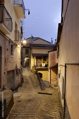 A characteristic street of Castelluccio Superiore, a small village in Basilicata, Italy.