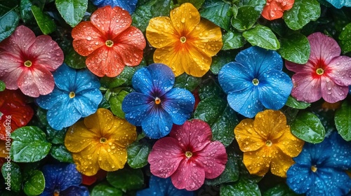 Vibrant Flowers After Rain