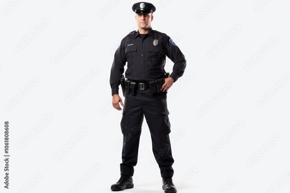 Police woman adult white background protection. Police woman adult white background protection.