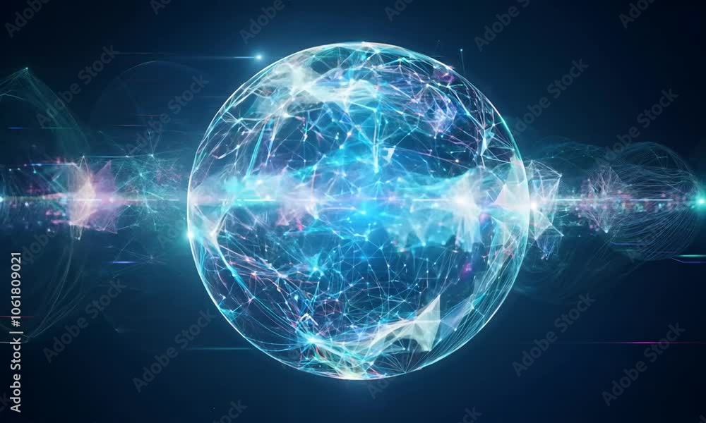 Futuristic digital globe with glowing network connections, showcasing global communication and technology Futuristic digital globe with glowing network connections, showcasing global communication and technology