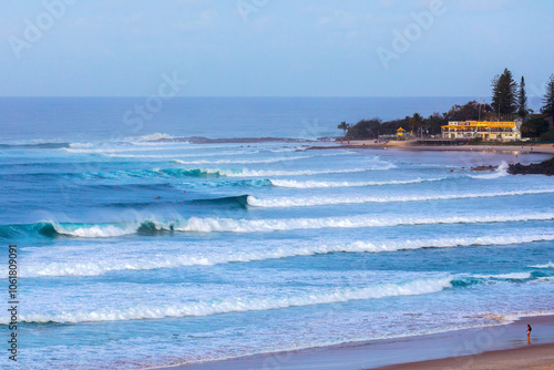 Ocean wave sets at Snapper Rocks Superbank Gold Coast, Australia.