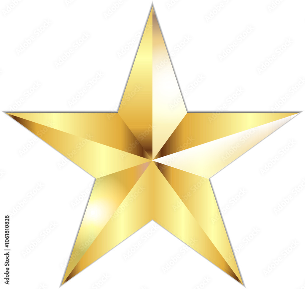 Fototapeta premium Golden star 3D. Vector illustration