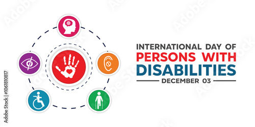 International Day of Persons with Disabilities. Great for cards, banners, posters, social media and more. White background.