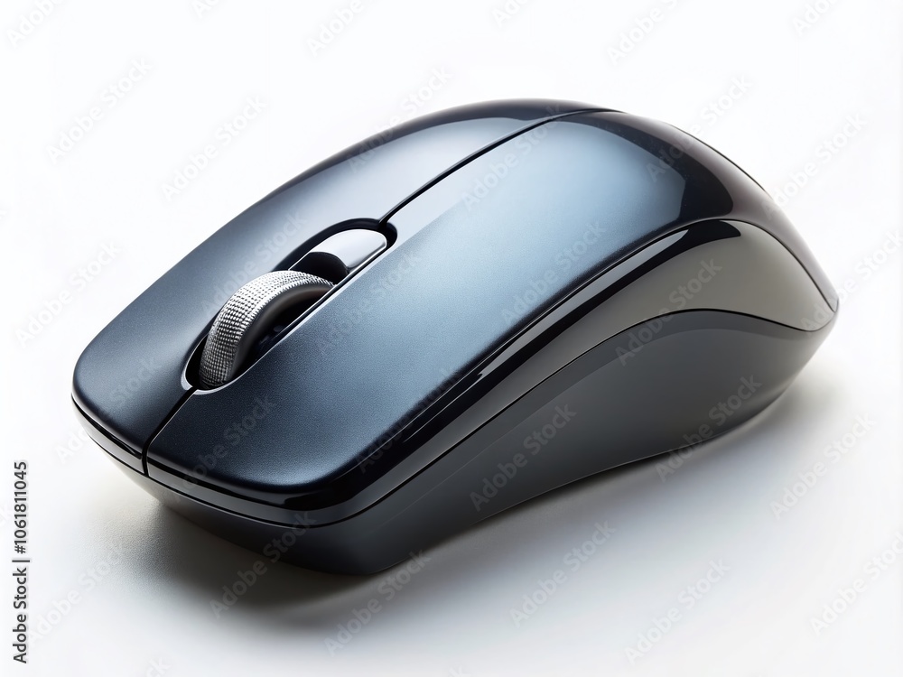 Sleek Black Wireless Mouse on a Crisp White Background - Perfect for Technology, Office Accessories, Ergonomic Design, and Modern Workspace Needs Sleek Black Wireless Mouse on a Crisp White Background - Perfect for Technology, Office Accessories, Ergonomic Design, and Modern Workspace Needs