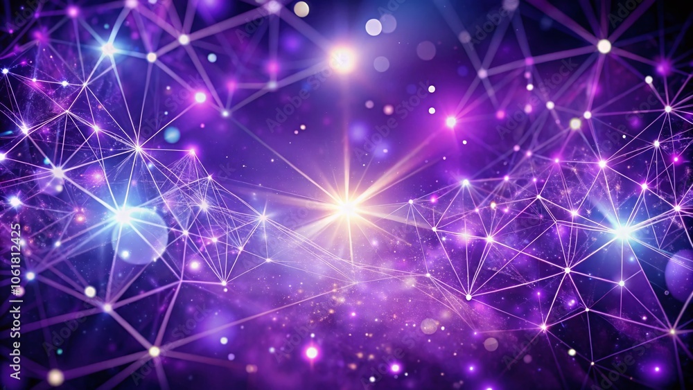 Starlit Violet Background with Molecular Connections and Glowing Polygons in Astronomical Patterns Starlit Violet Background with Molecular Connections and Glowing Polygons in Astronomical Patterns