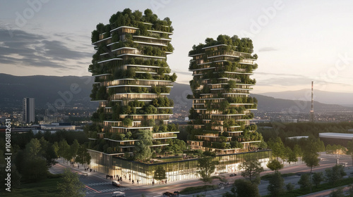 Futurictic ecological green architecture archviz 