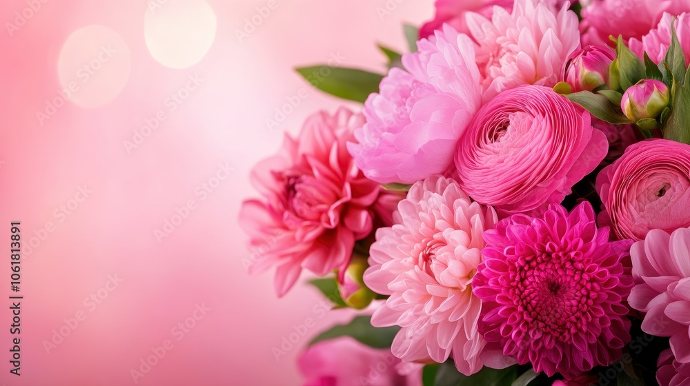 Pink Flower Bouquet with Soft Bokeh Background Pink Flower Bouquet with Soft Bokeh Background
